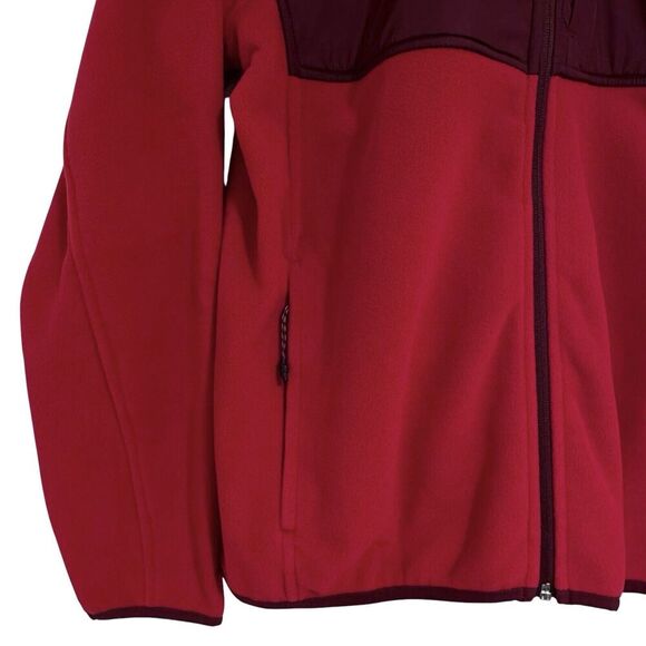 Lands End Men Full Zip Fleece Jacket M Rich Red T200 Outdoor Midweight Hiking - Picture 4 of 15